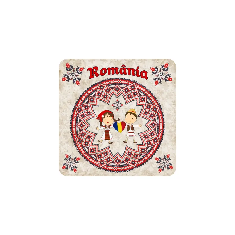 Romania copii port popular, suport coster din lemn, model 015